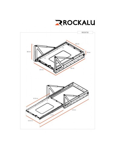 Plateau Rockalu coulissant/basculant pour réfrigérateur 750x430mm (neuf)