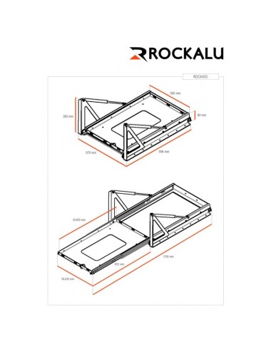 Plateau Rockalu coulissant/basculant pour réfrigérateur 850x530mm (neuf)