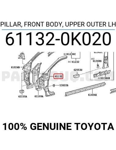 Montant avant gauche supérieur / pied avant gauche Toyota Hilux Vigo double cabine (neuf)