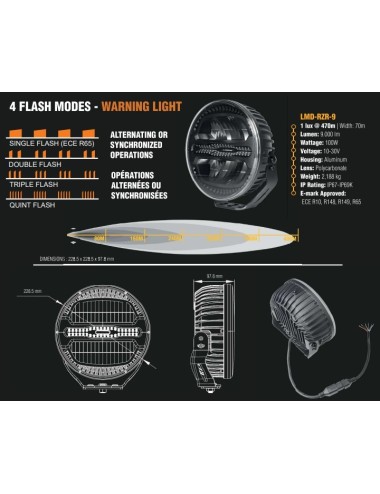 Feu longue-portée à leds Lumidrive Rayzor 9 pouces (neuf)