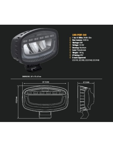 Feu longue-portée à leds Lumidrive Perceptor Flash 350 (neuf)