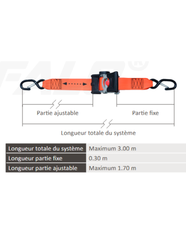 Sangle arrimage auto-rétractable crochet linguet (neuf)